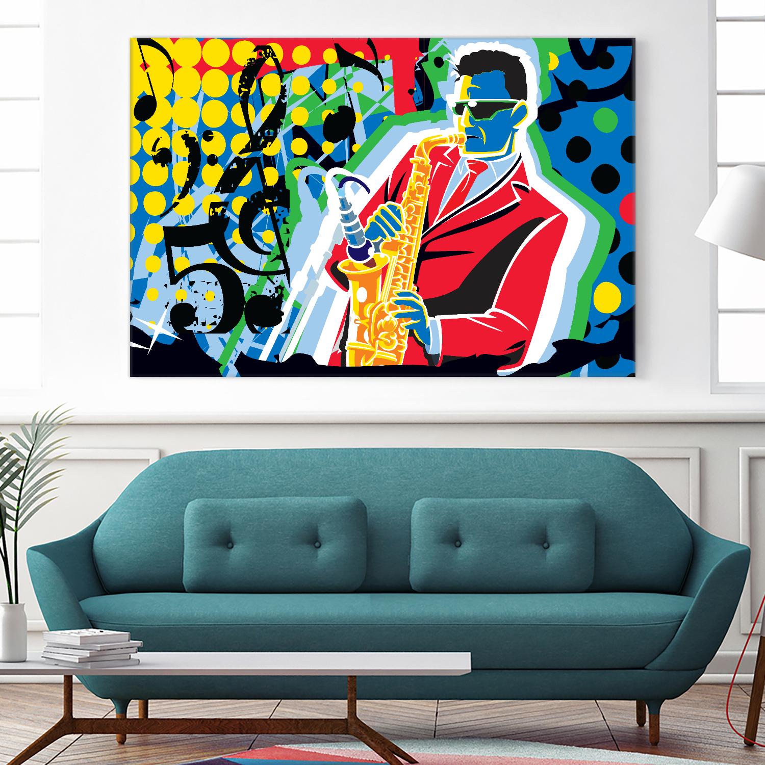 Music Go by Ray Lengelé on GIANT ART - red animé saxo