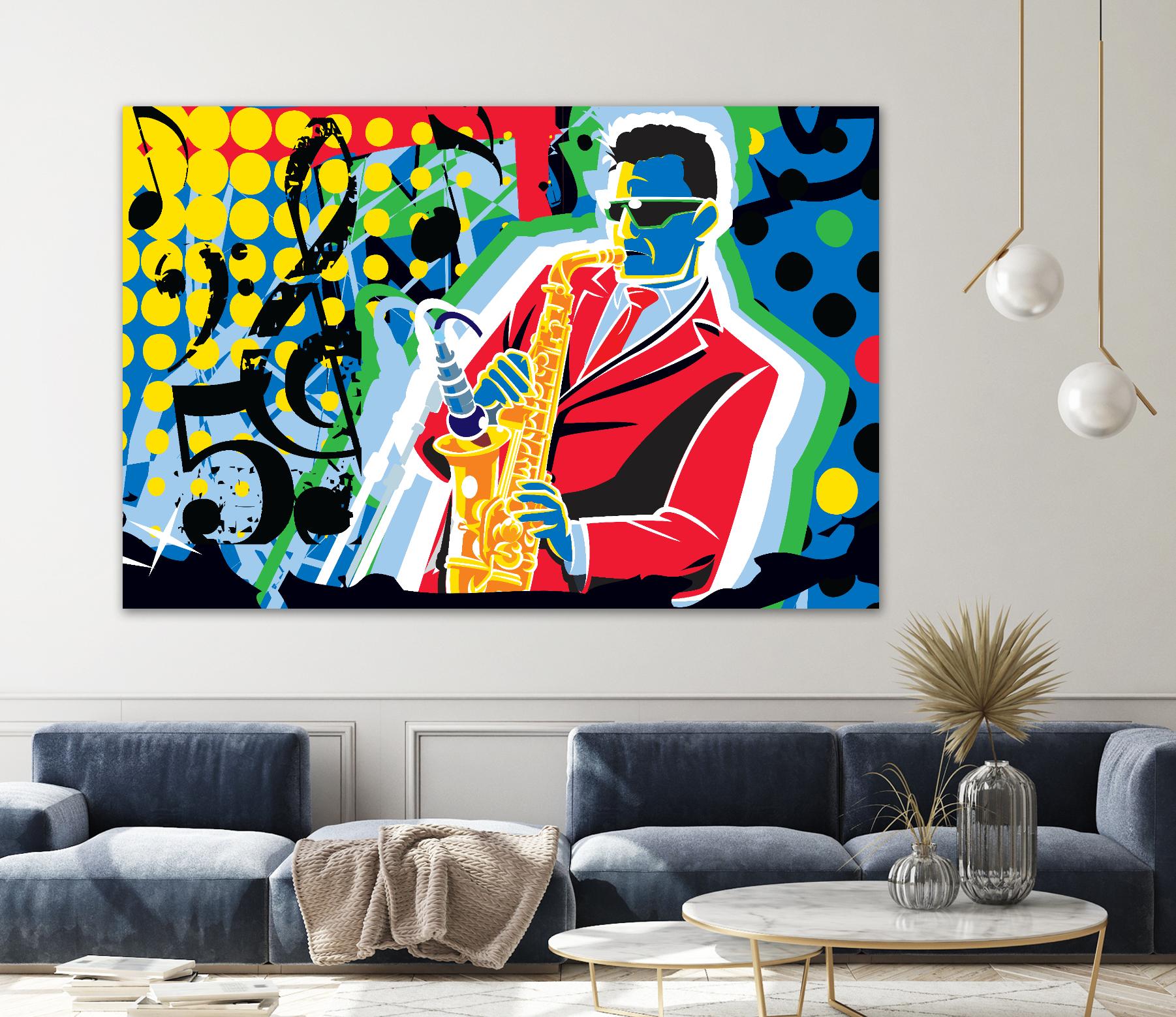 Music Go by Ray Lengelé on GIANT ART - red animé saxo