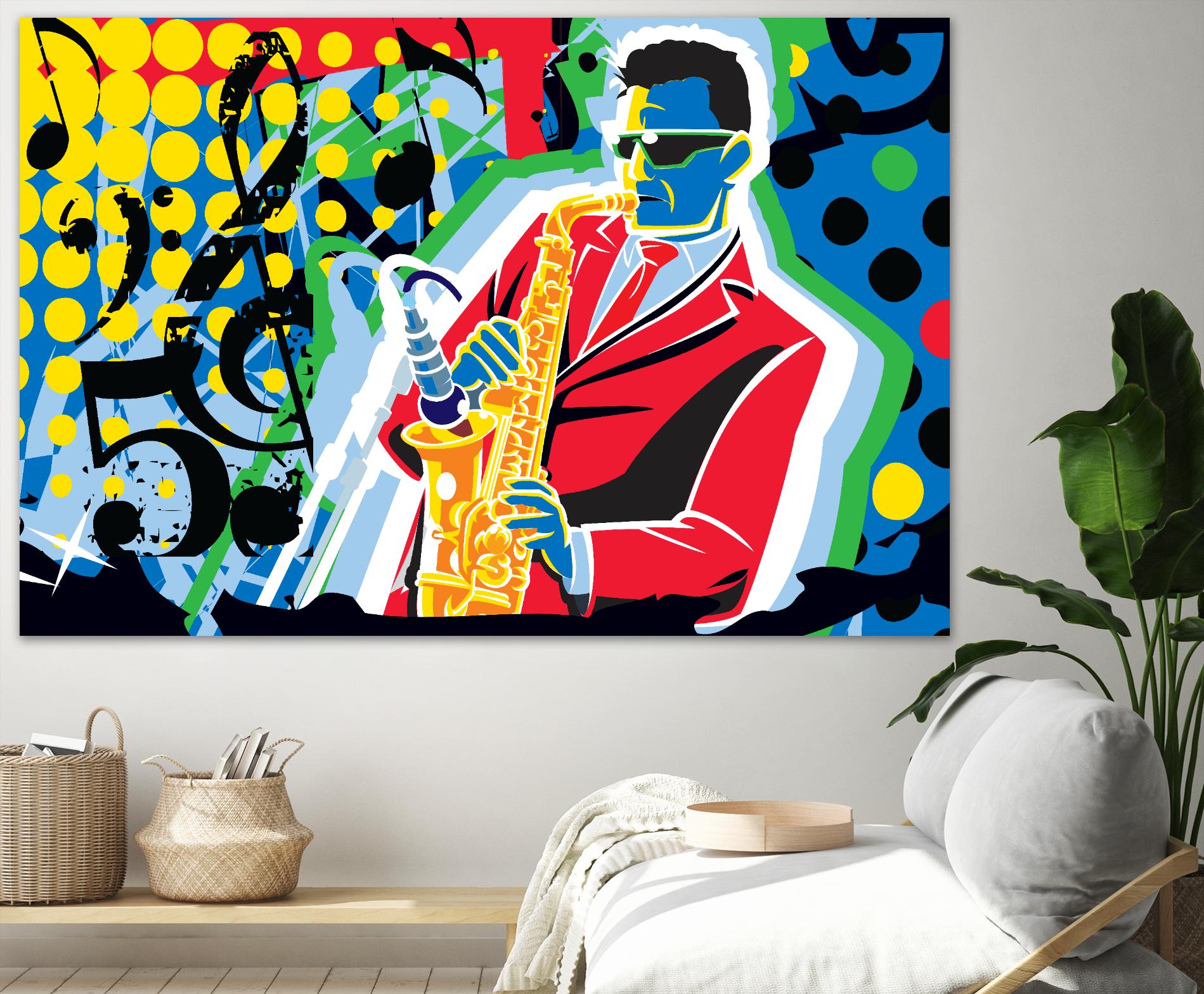 Music Go by Ray Lengelé on GIANT ART - red animé saxo