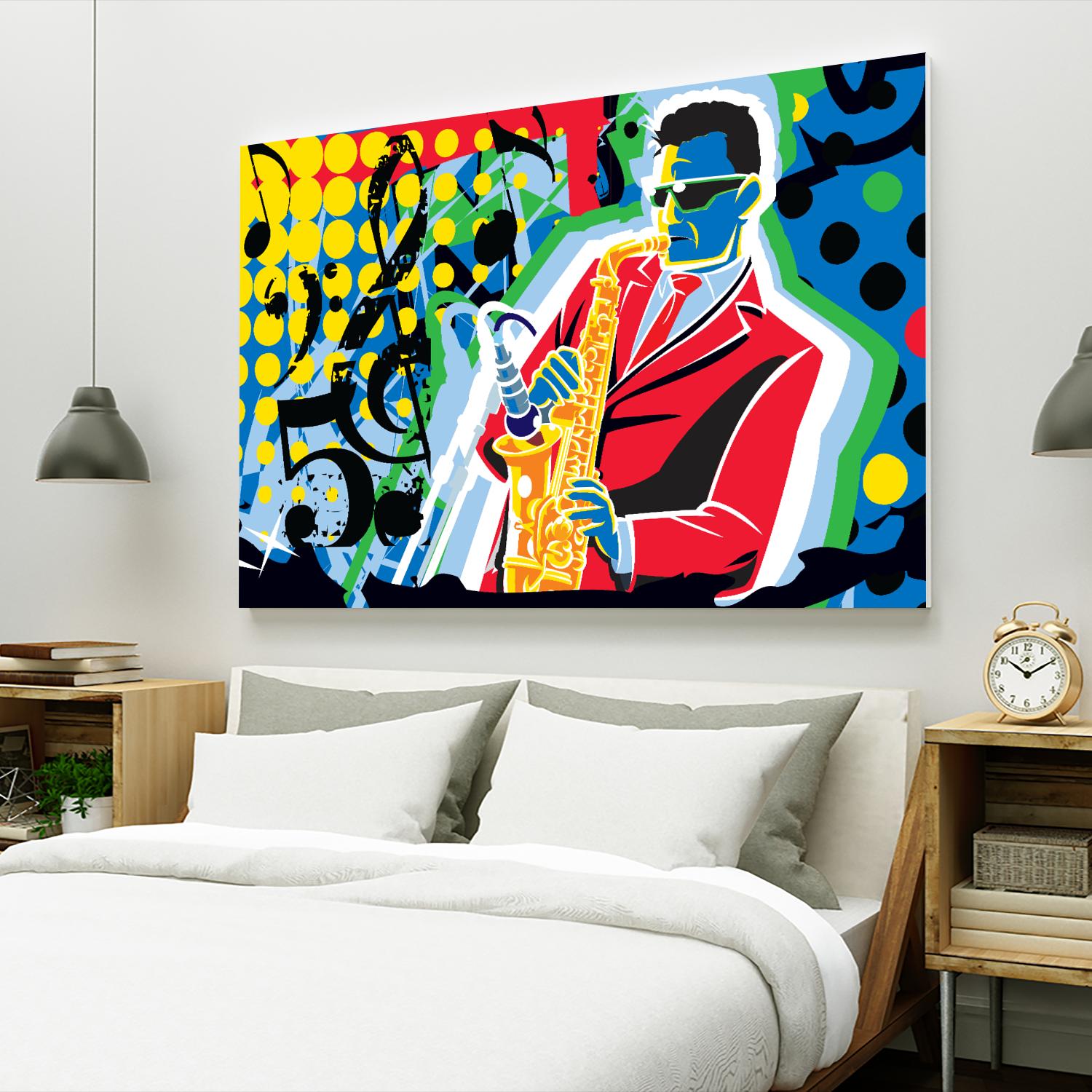 Music Go by Ray Lengelé on GIANT ART - red animé saxo