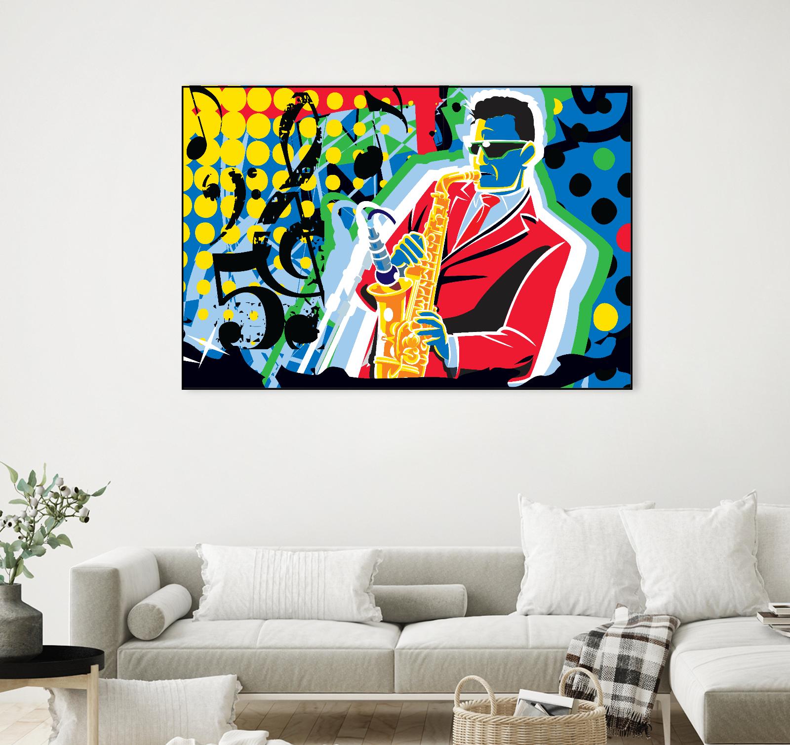 Music Go by Ray Lengelé on GIANT ART - red animé saxo