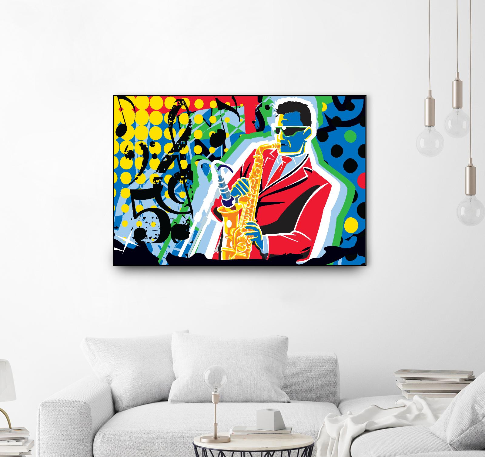 Music Go by Ray Lengelé on GIANT ART - red animé saxo