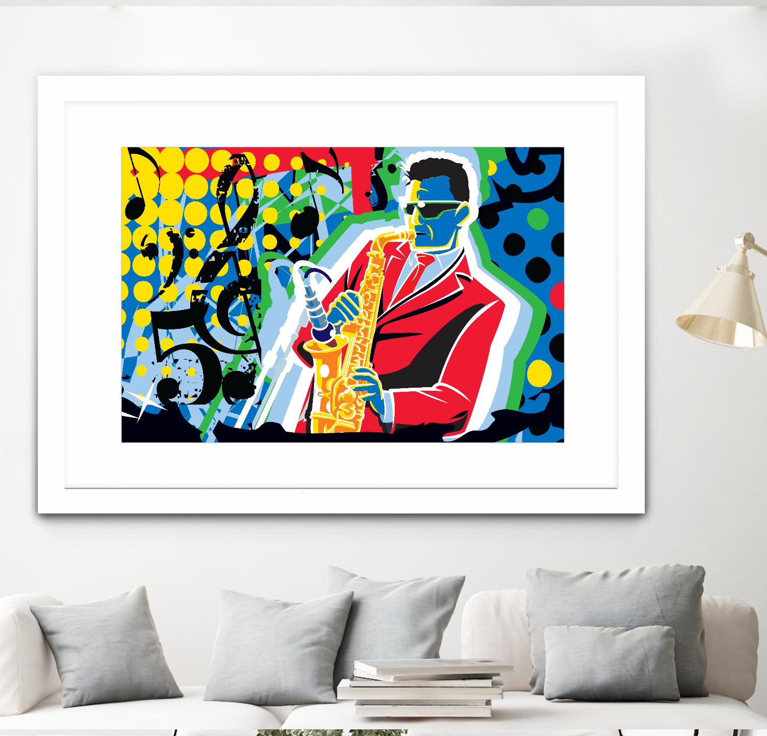 Music Go by Ray Lengelé on GIANT ART - red animé saxo