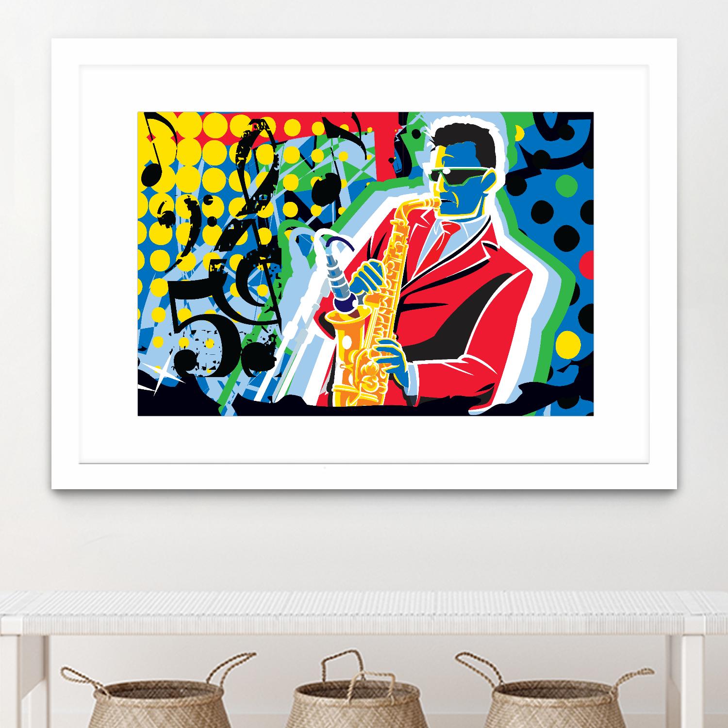 Music Go by Ray Lengelé on GIANT ART - red animé saxo