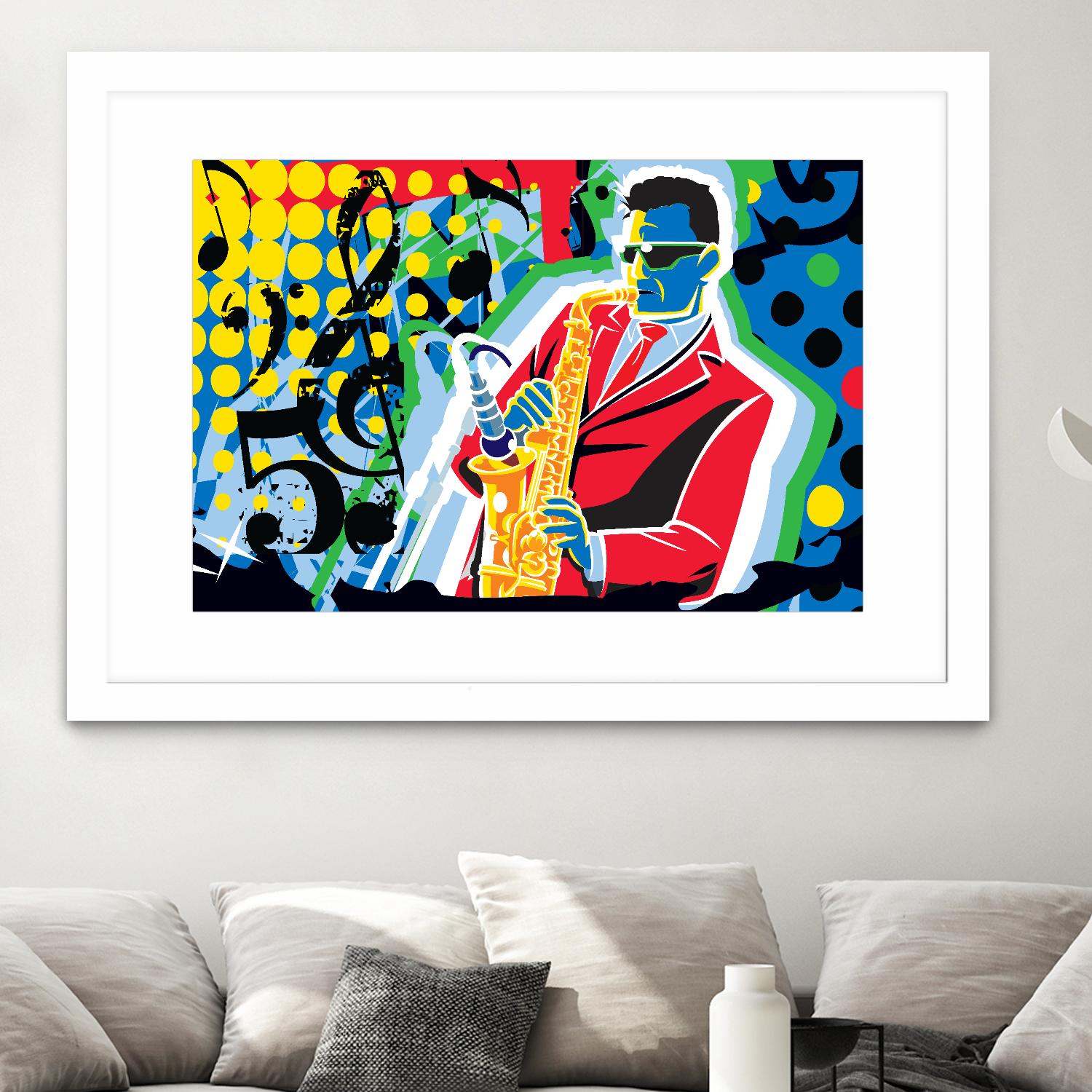 Music Go by Ray Lengelé on GIANT ART - red animé saxo