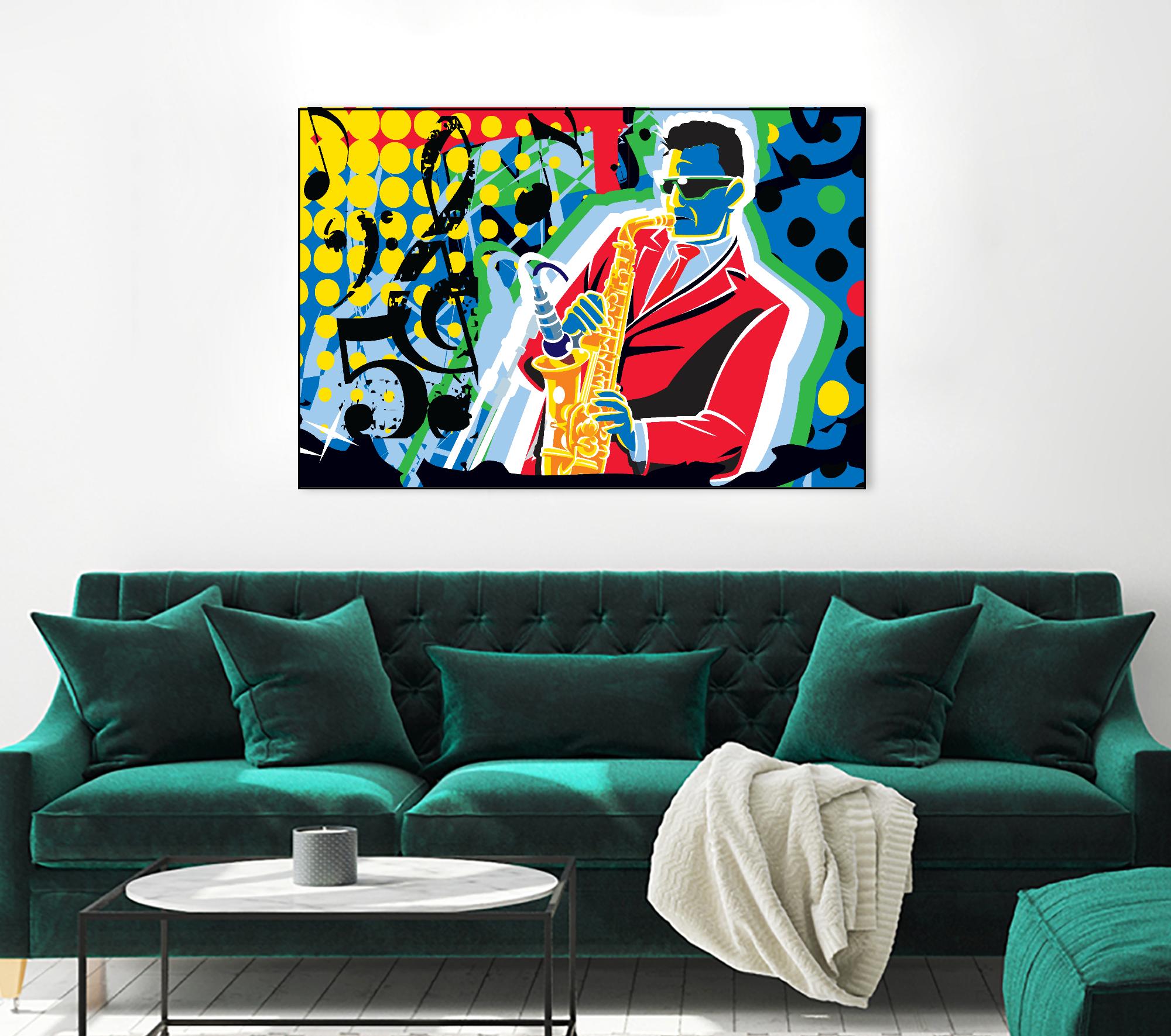 Music Go by Ray Lengelé on GIANT ART - red animé saxo