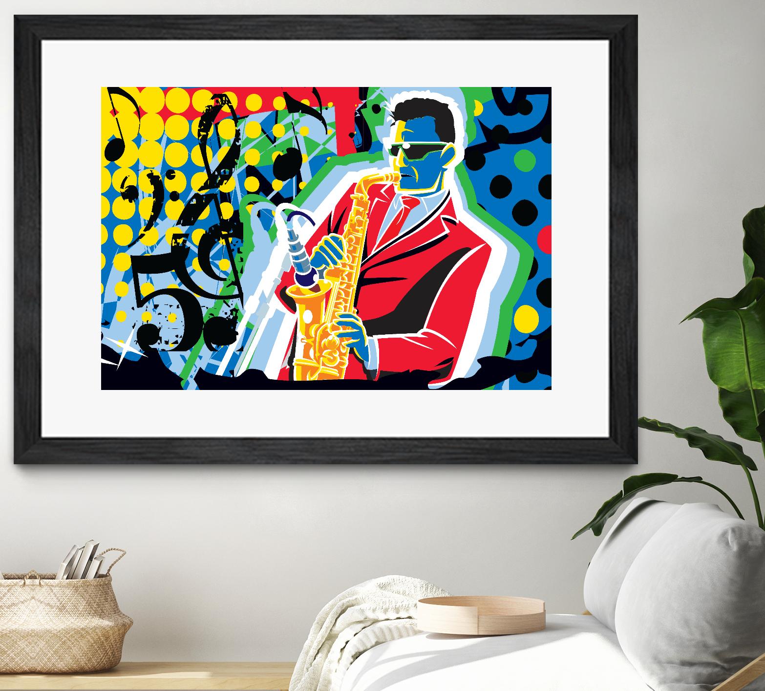 Music Go by Ray Lengelé on GIANT ART - red animé saxo