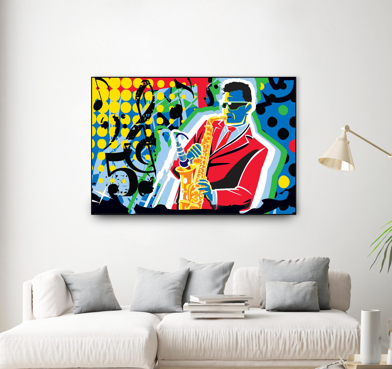 Music Go by Ray Lengelé on GIANT ART - red animé saxo