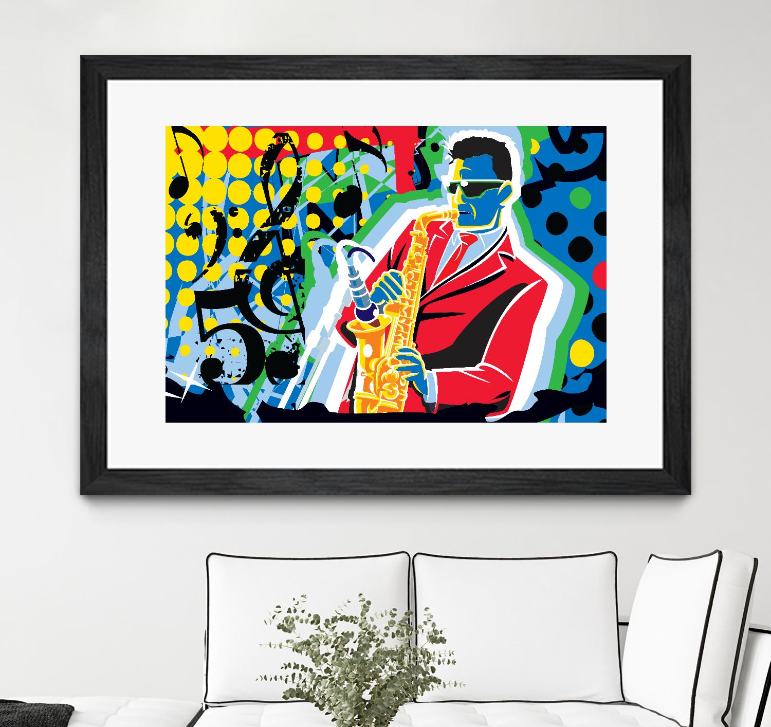 Music Go by Ray Lengelé on GIANT ART - red animé saxo