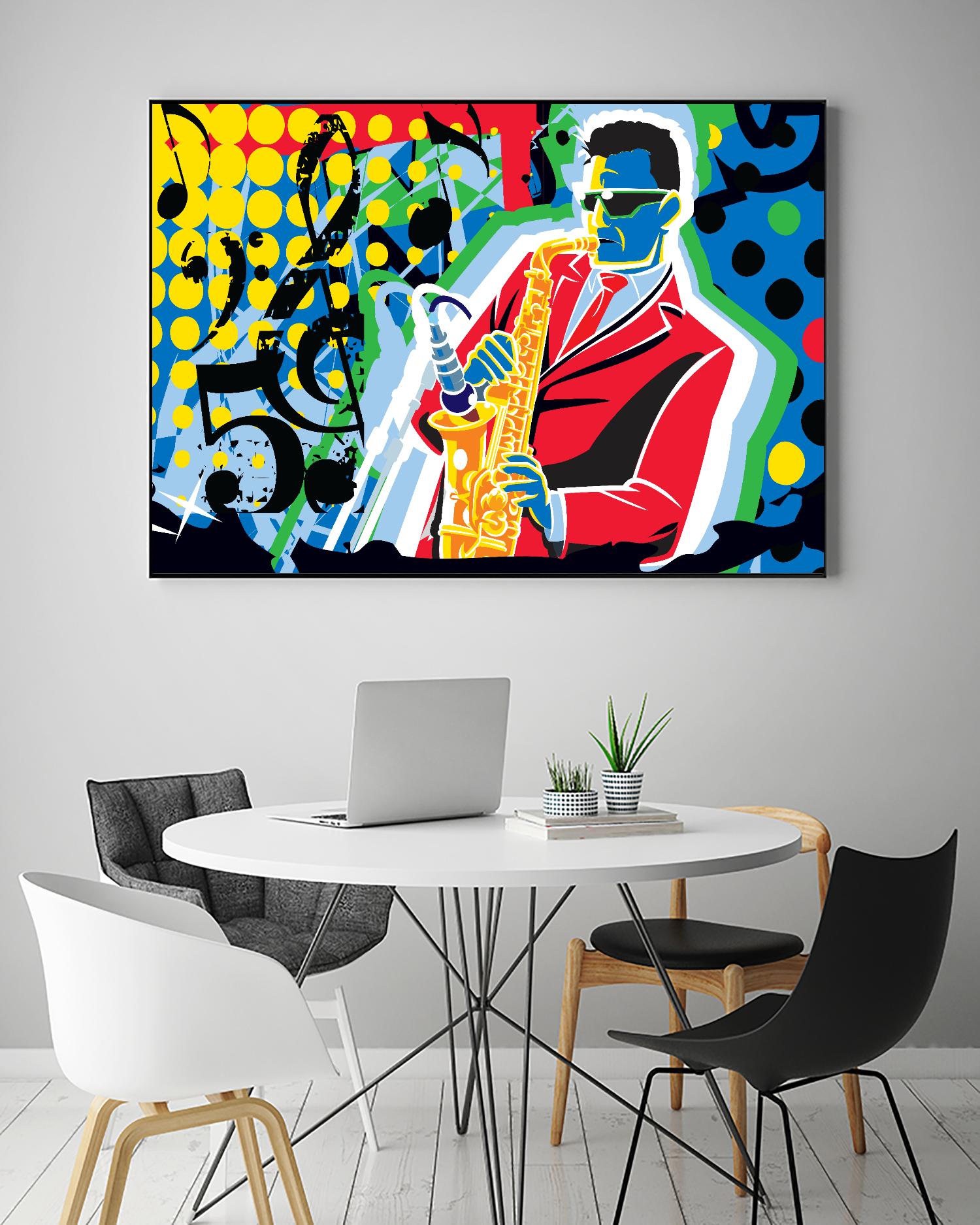 Music Go by Ray Lengelé on GIANT ART - red animé saxo