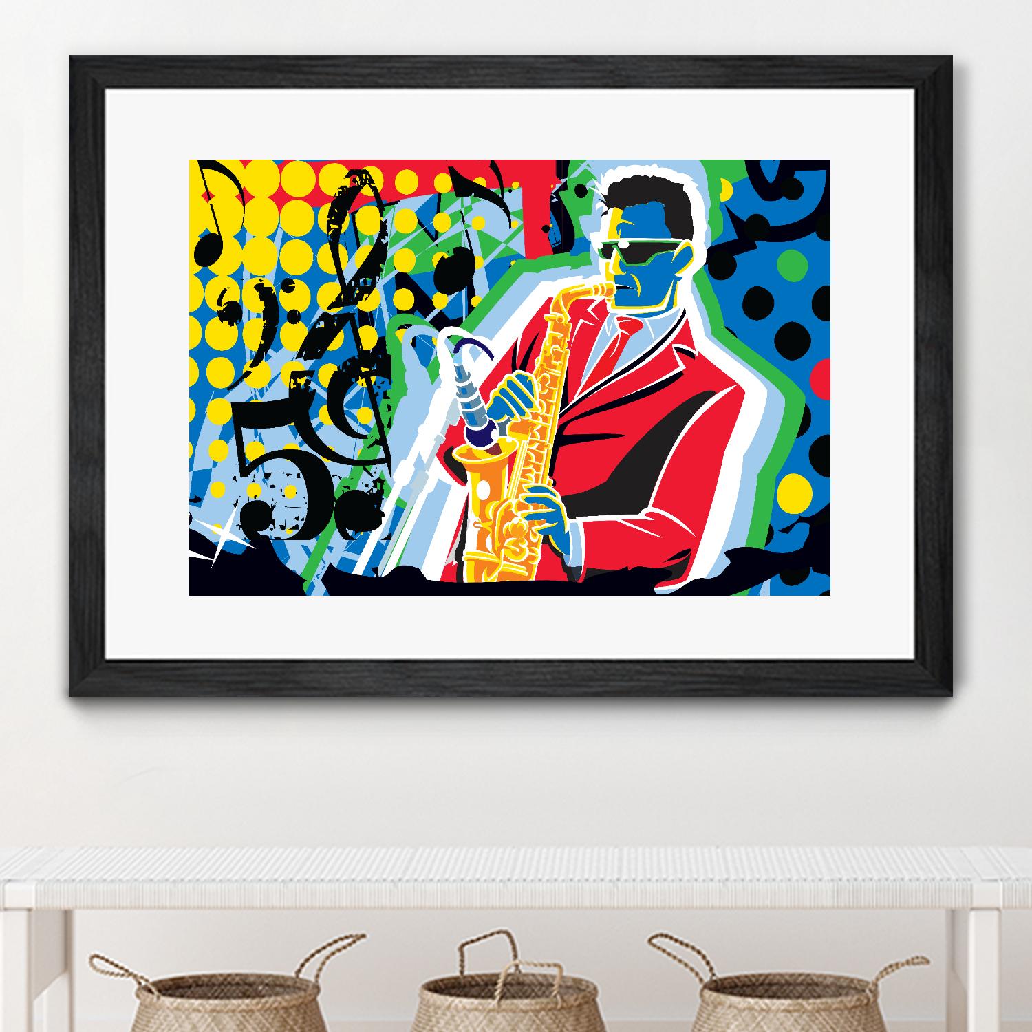 Music Go by Ray Lengelé on GIANT ART - red animé saxo