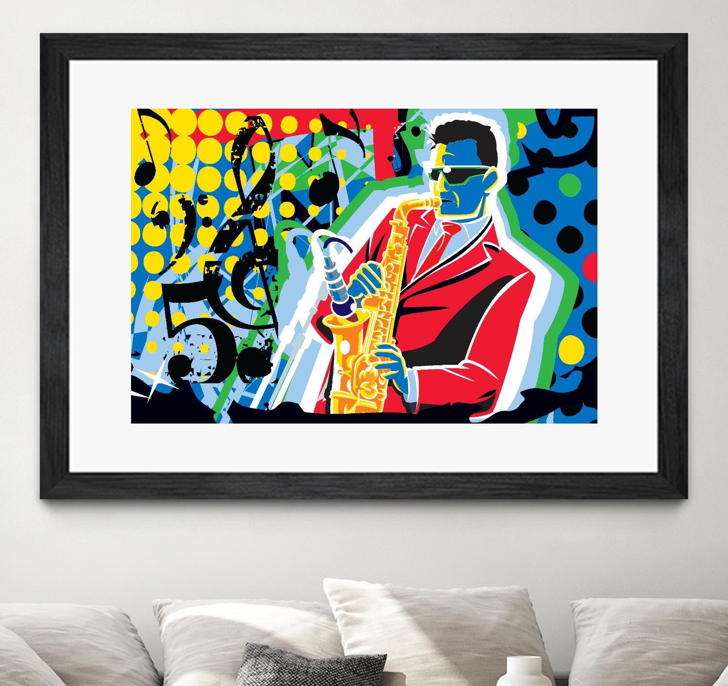 Music Go by Ray Lengelé on GIANT ART - red animé saxo