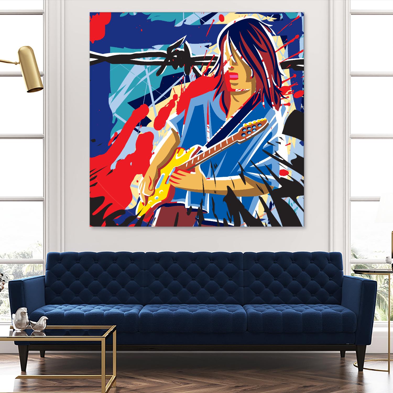 Bloody Blues by Ray Lengelé on GIANT ART - red animé musicien