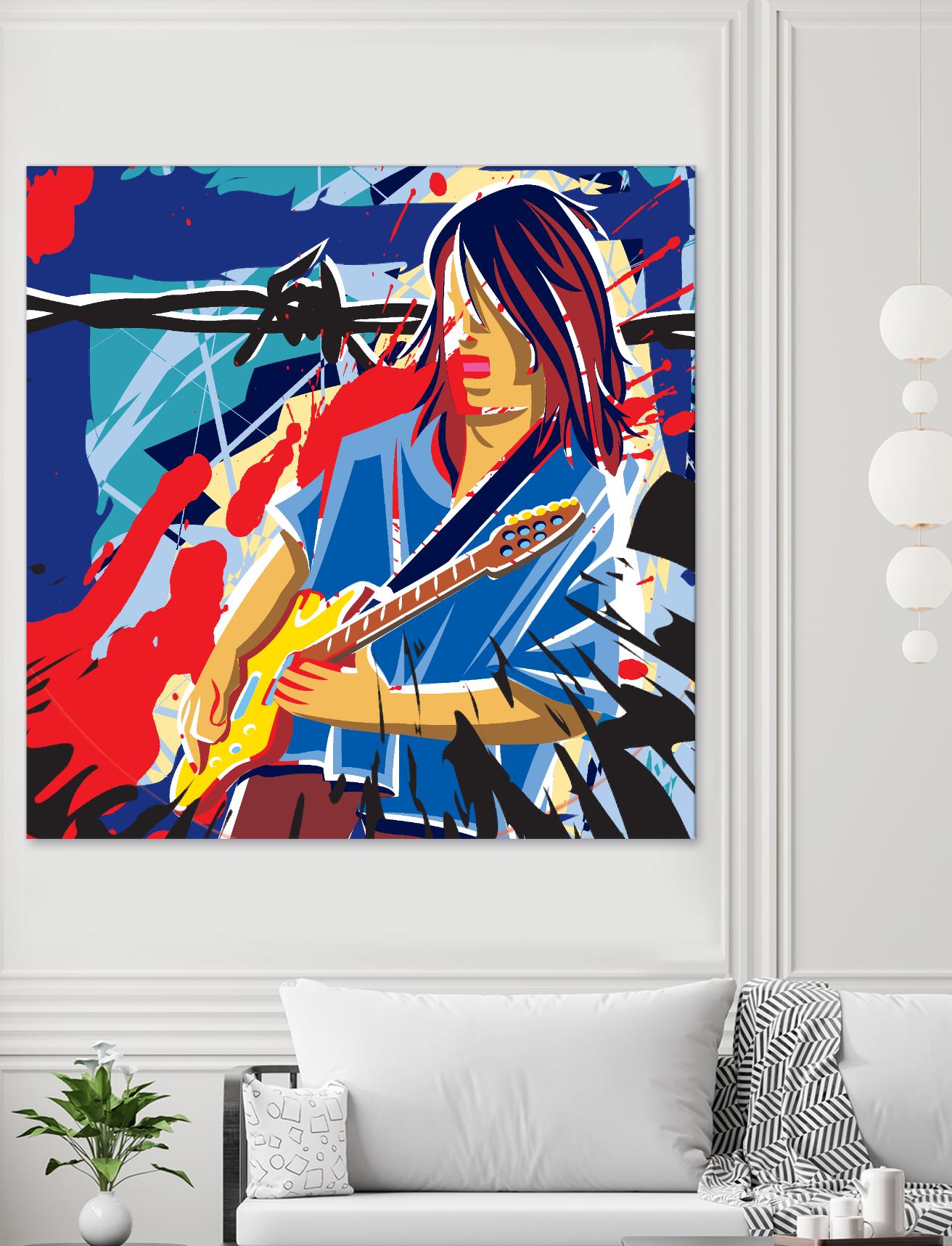 Bloody Blues by Ray Lengelé on GIANT ART - red animé musicien