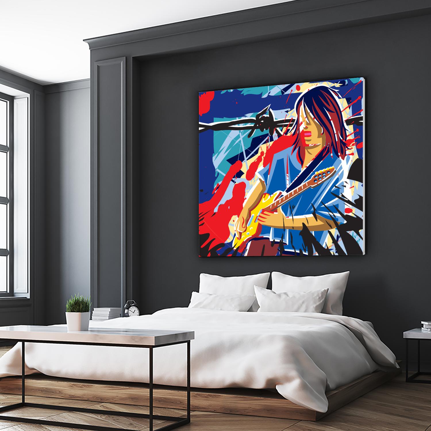 Bloody Blues by Ray Lengelé on GIANT ART - red animé musicien