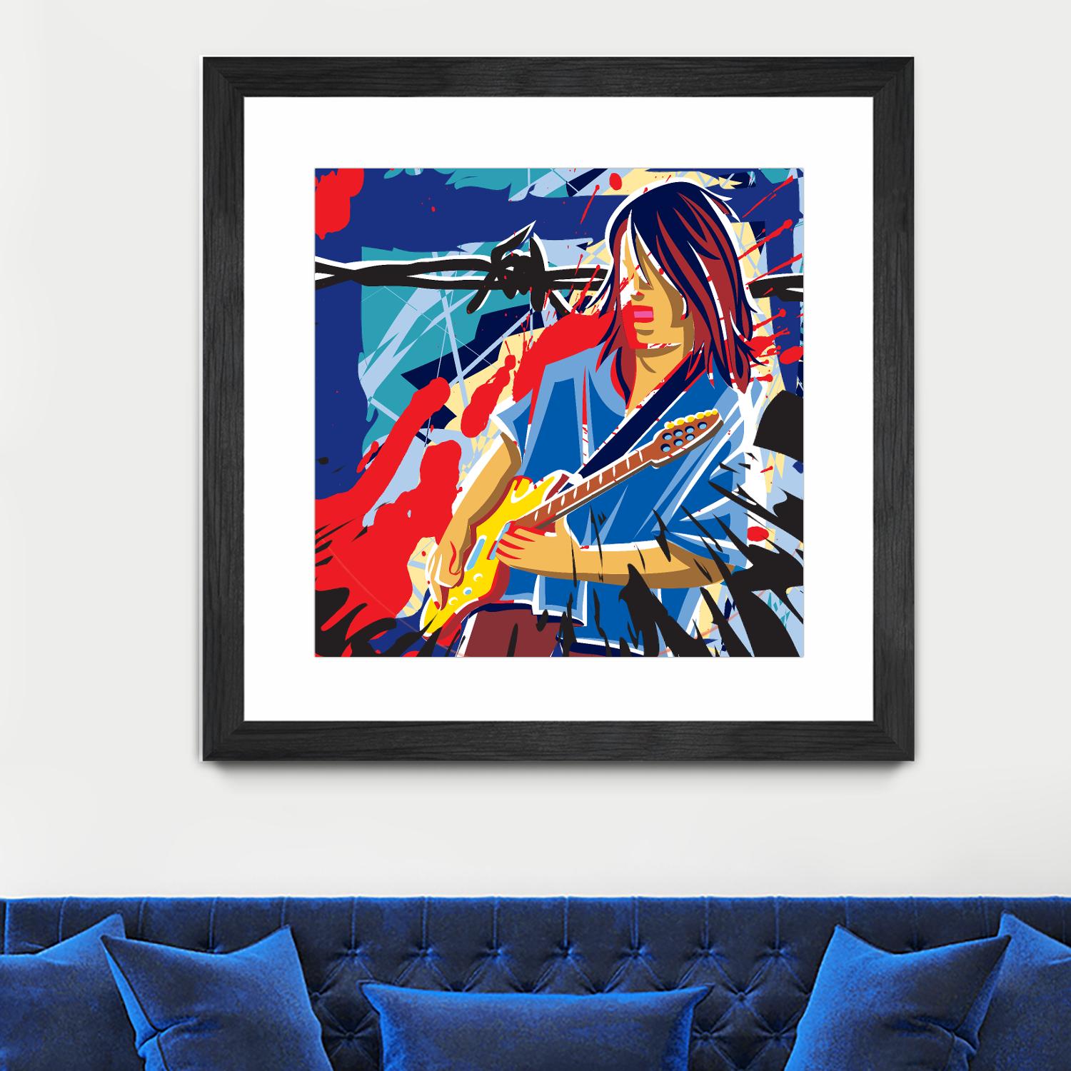 Bloody Blues by Ray Lengelé on GIANT ART - red animé musicien