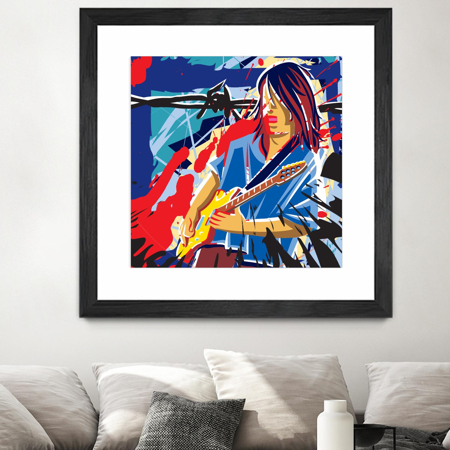 Bloody Blues by Ray Lengelé on GIANT ART - red animé musicien