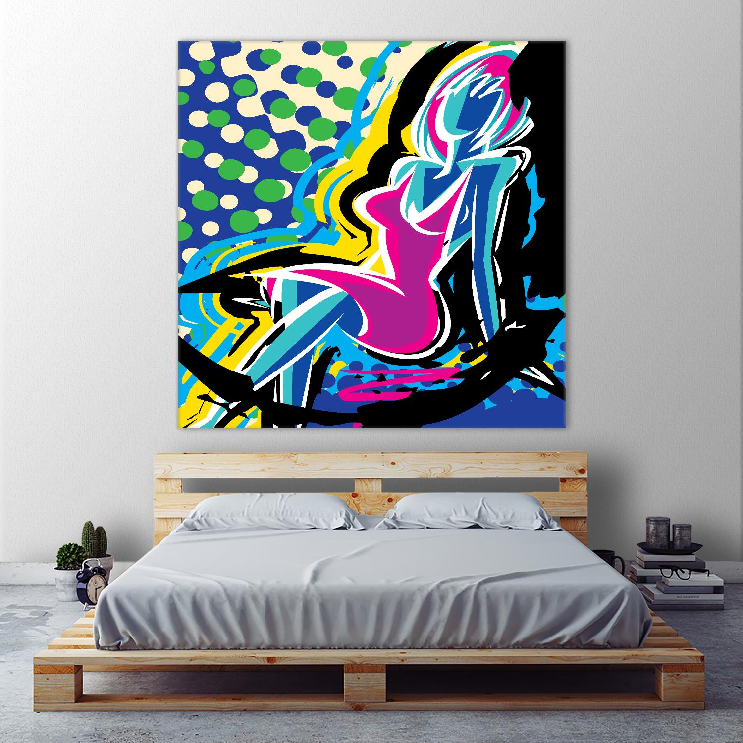 Sitting by Ray Lengelé on GIANT ART - pink animé woman