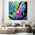 Sitting by Ray Lengelé on GIANT ART - pink animé woman