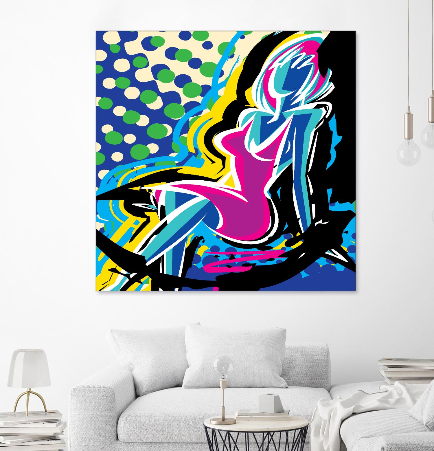 Sitting by Ray Lengelé on GIANT ART - pink animé woman