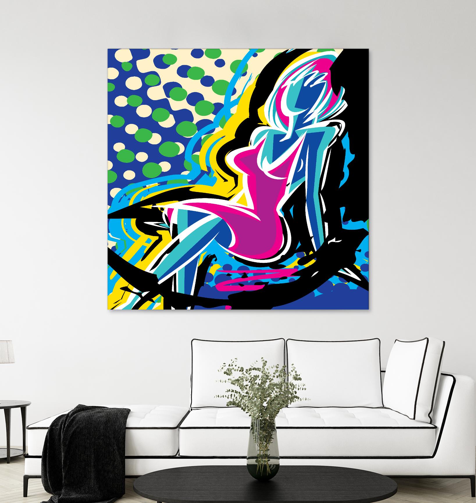 Sitting by Ray Lengelé on GIANT ART - pink animé woman