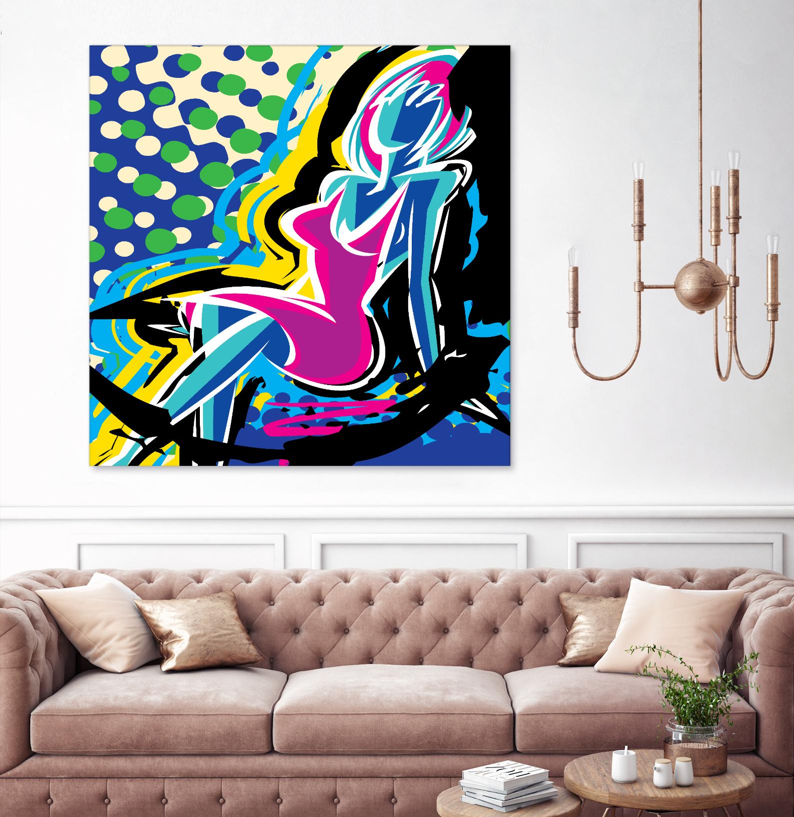 Sitting by Ray Lengelé on GIANT ART - pink animé woman