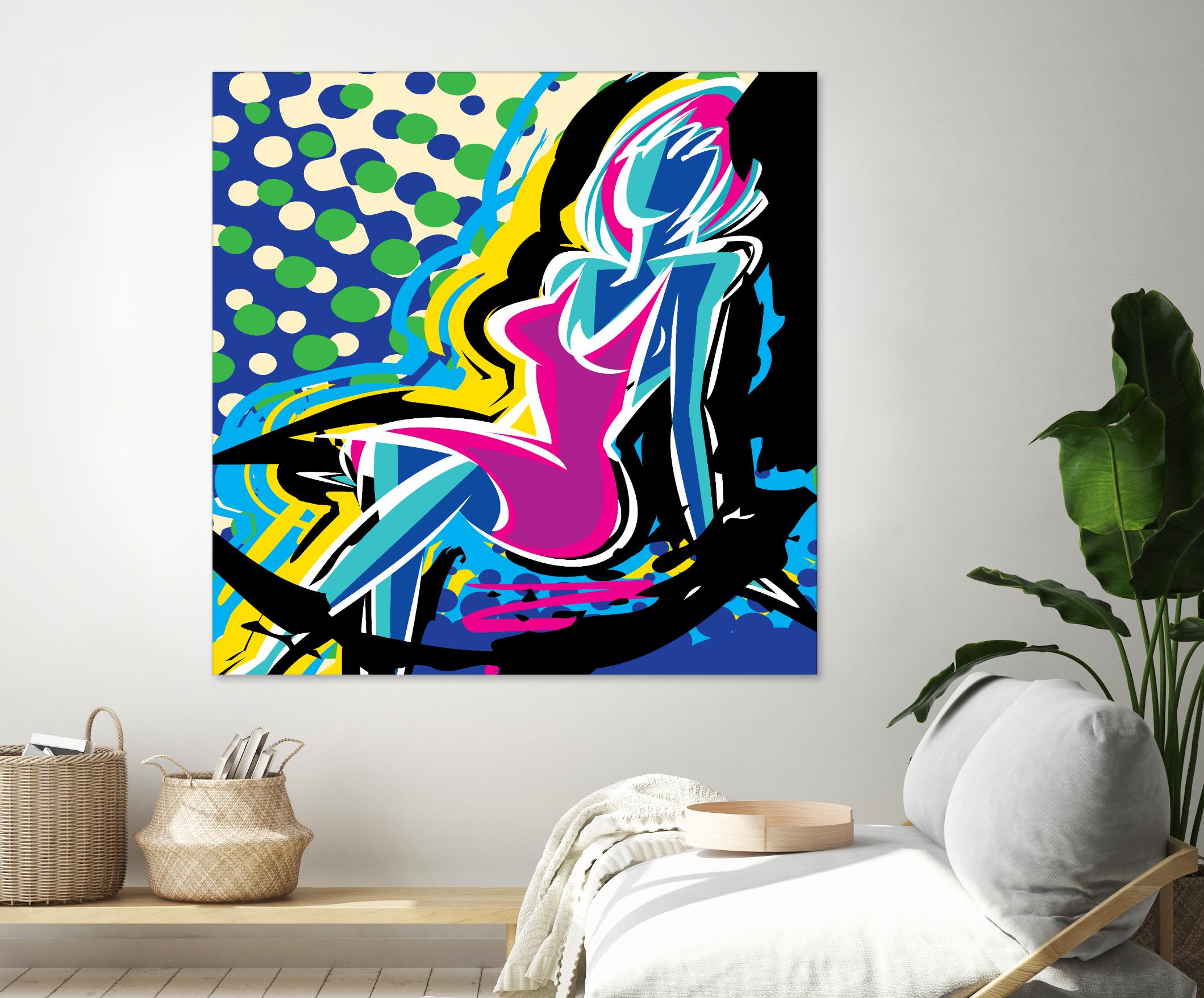 Sitting by Ray Lengelé on GIANT ART - pink animé woman