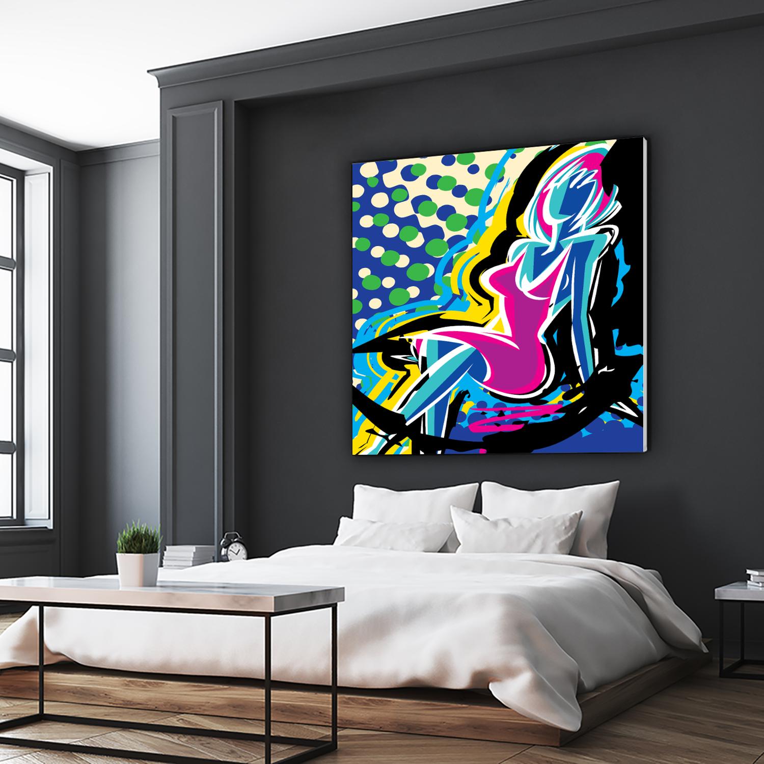 Sitting by Ray Lengelé on GIANT ART - pink animé woman