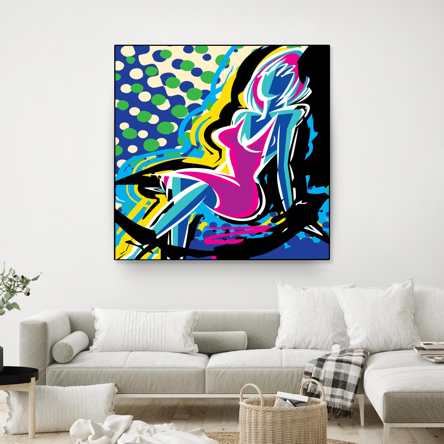 Sitting by Ray Lengelé on GIANT ART - pink animé woman