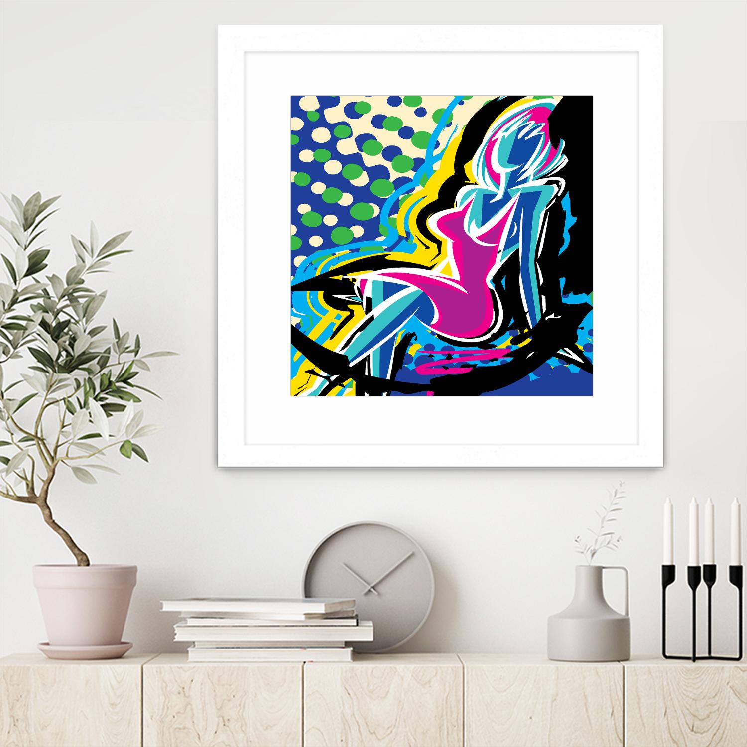 Sitting by Ray Lengelé on GIANT ART - pink animé woman