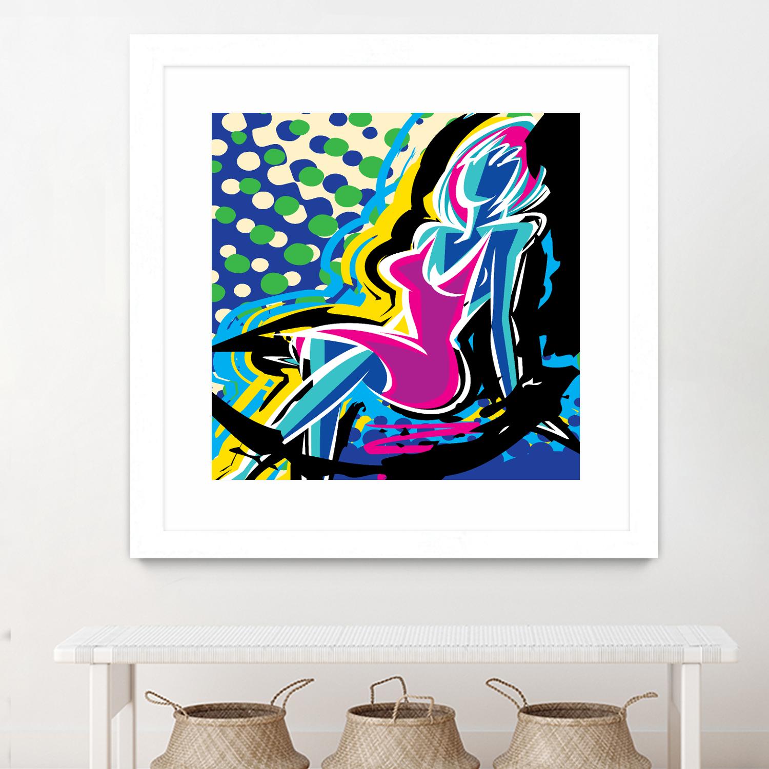 Sitting by Ray Lengelé on GIANT ART - pink animé woman