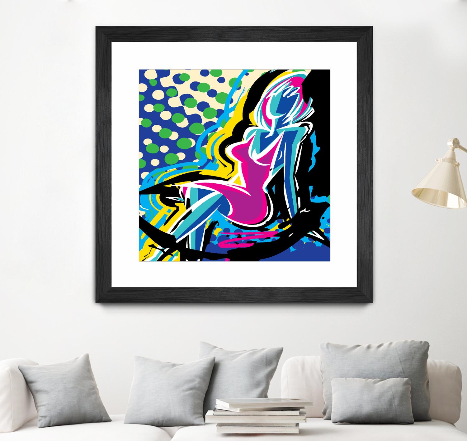 Sitting by Ray Lengelé on GIANT ART - pink animé woman