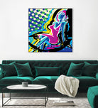 Sitting by Ray Lengelé on GIANT ART - pink animé woman