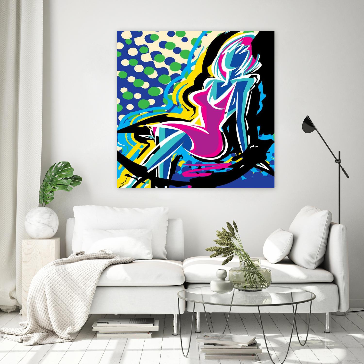 Sitting by Ray Lengelé on GIANT ART - pink animé woman