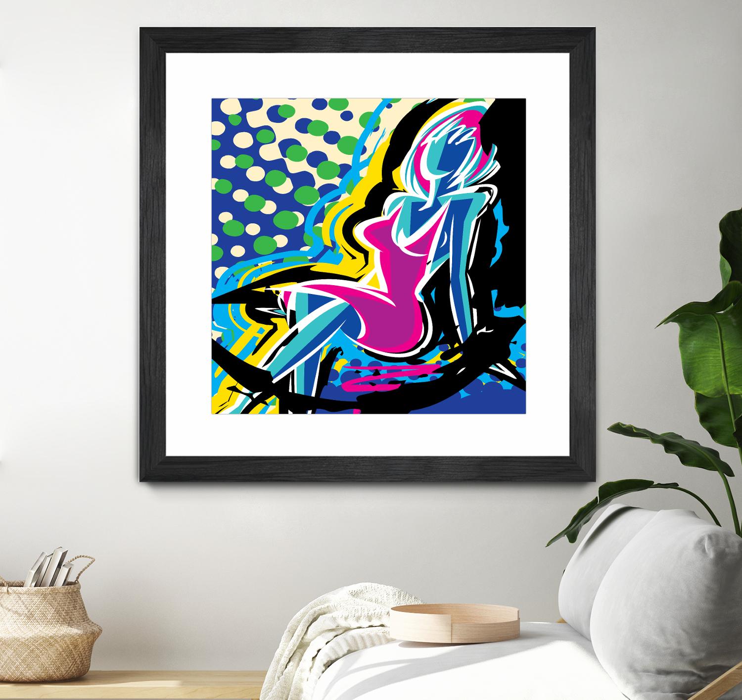 Sitting by Ray Lengelé on GIANT ART - pink animé woman