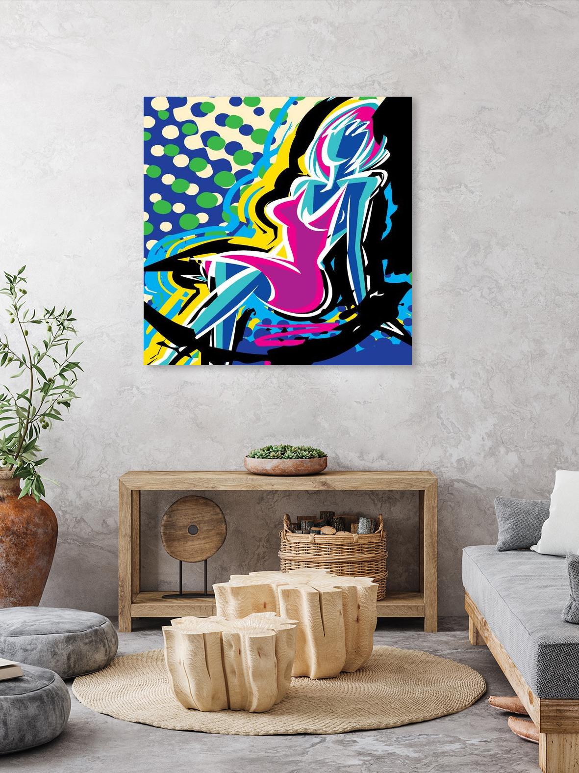 Sitting by Ray Lengelé on GIANT ART - pink animé woman