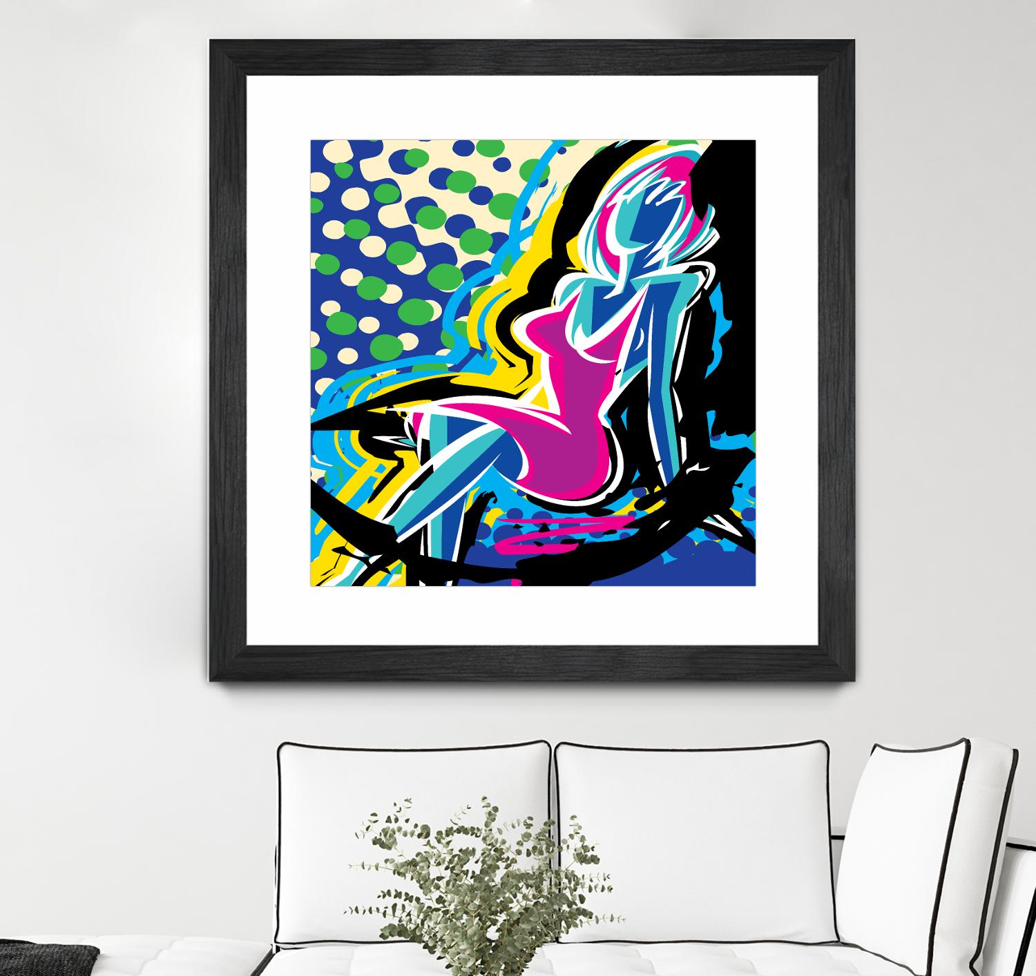 Sitting by Ray Lengelé on GIANT ART - pink animé woman