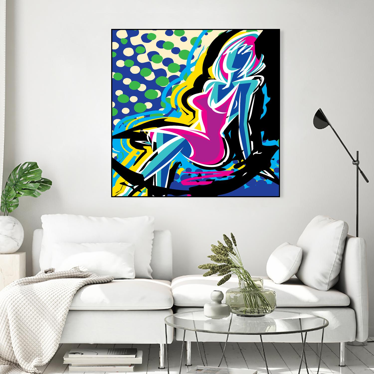 Sitting by Ray Lengelé on GIANT ART - pink animé woman