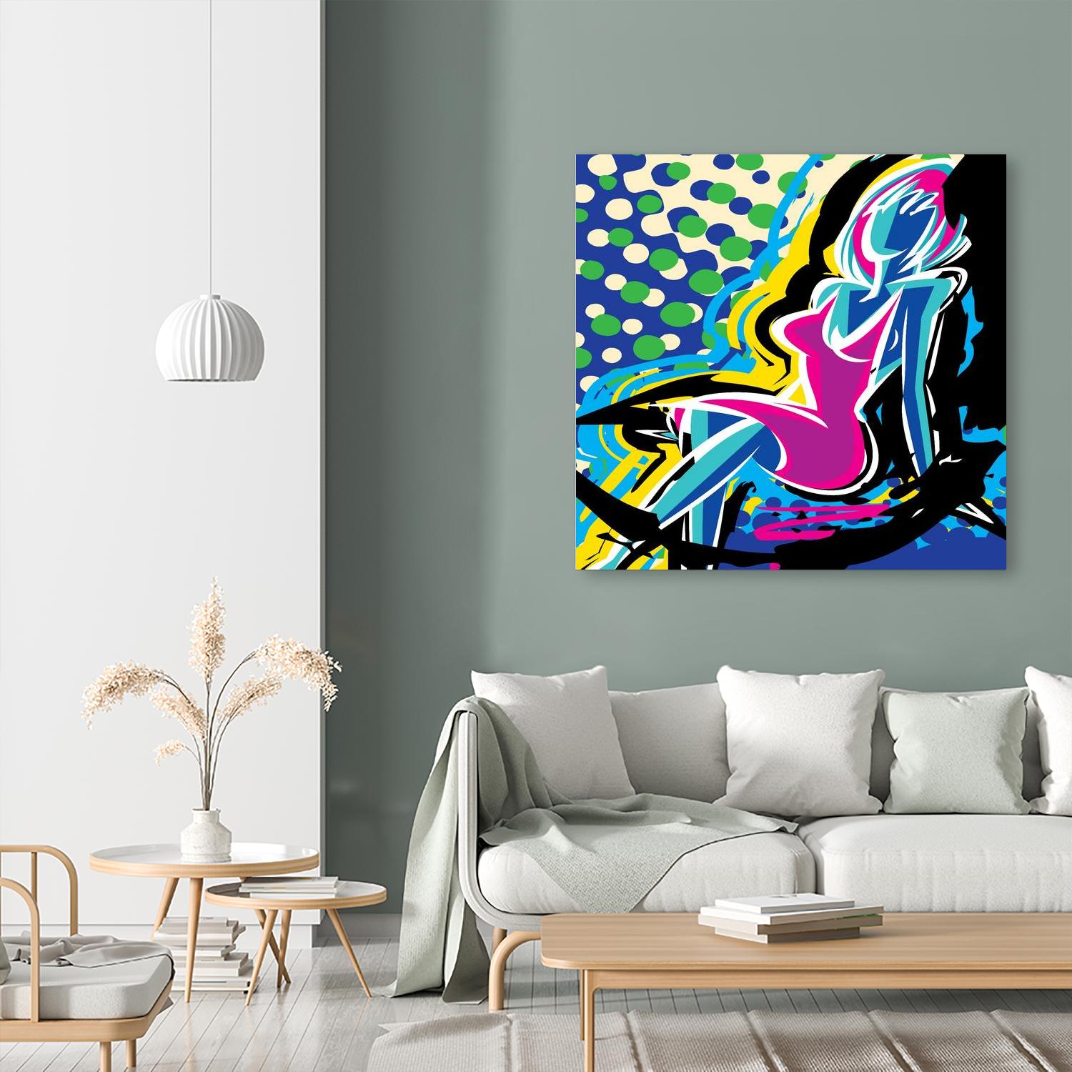 Sitting by Ray Lengelé on GIANT ART - pink animé woman