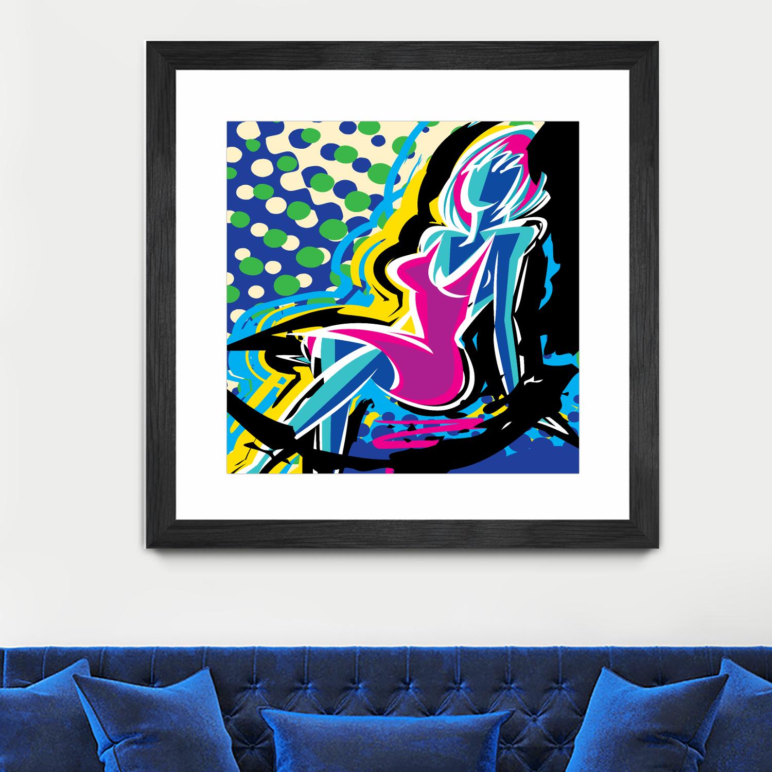 Sitting by Ray Lengelé on GIANT ART - pink animé woman