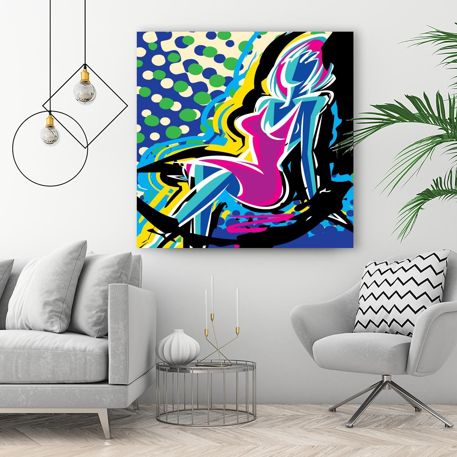 Sitting by Ray Lengelé on GIANT ART - pink animé woman