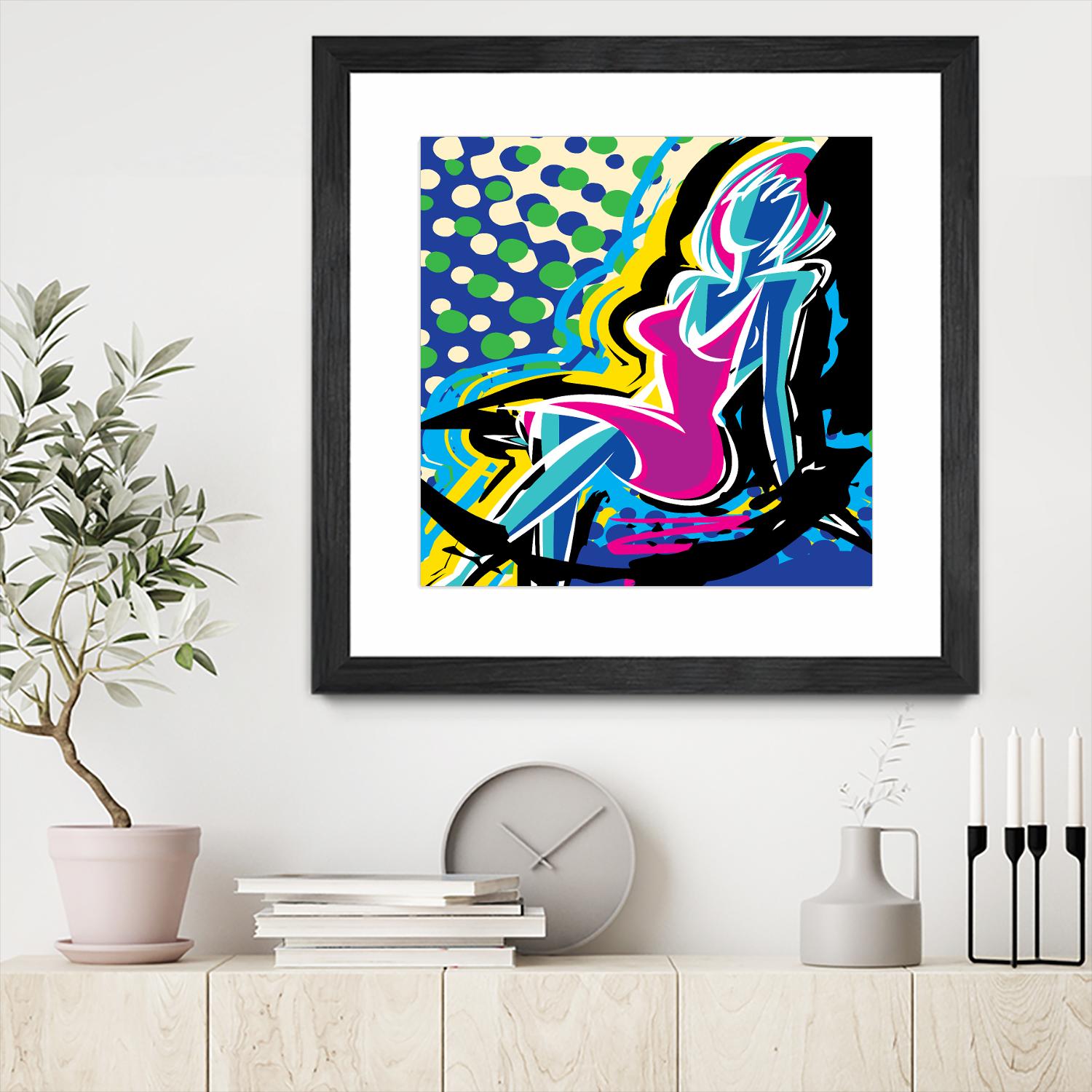 Sitting by Ray Lengelé on GIANT ART - pink animé woman