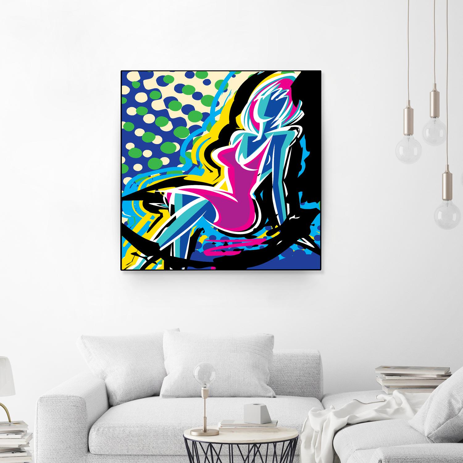 Sitting by Ray Lengelé on GIANT ART - pink animé woman