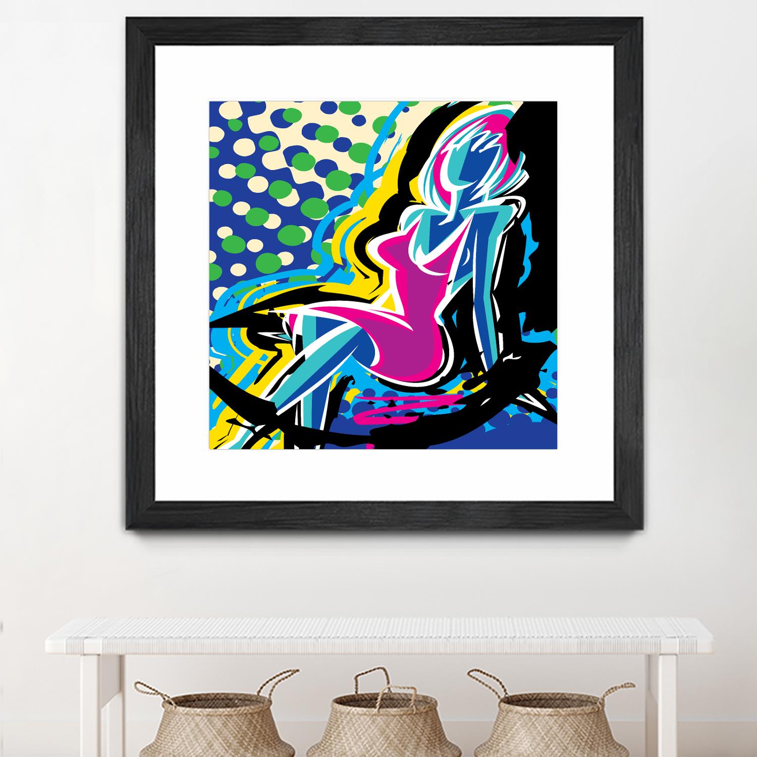 Sitting by Ray Lengelé on GIANT ART - pink animé woman