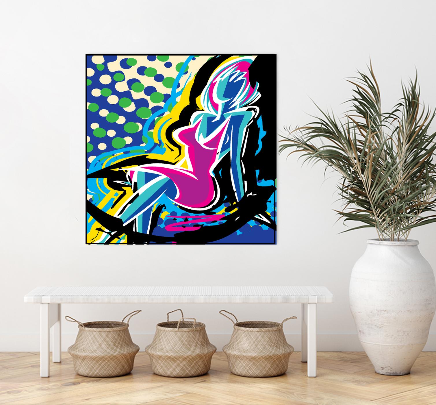 Sitting by Ray Lengelé on GIANT ART - pink animé woman