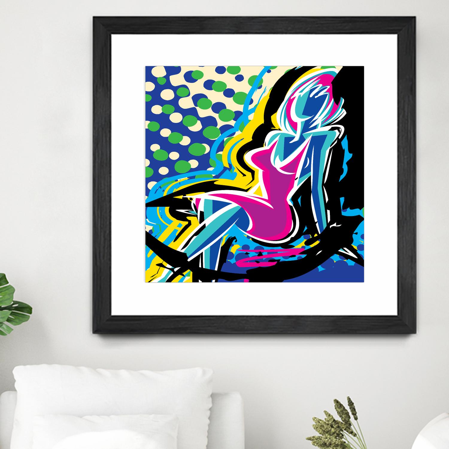 Sitting by Ray Lengelé on GIANT ART - pink animé woman