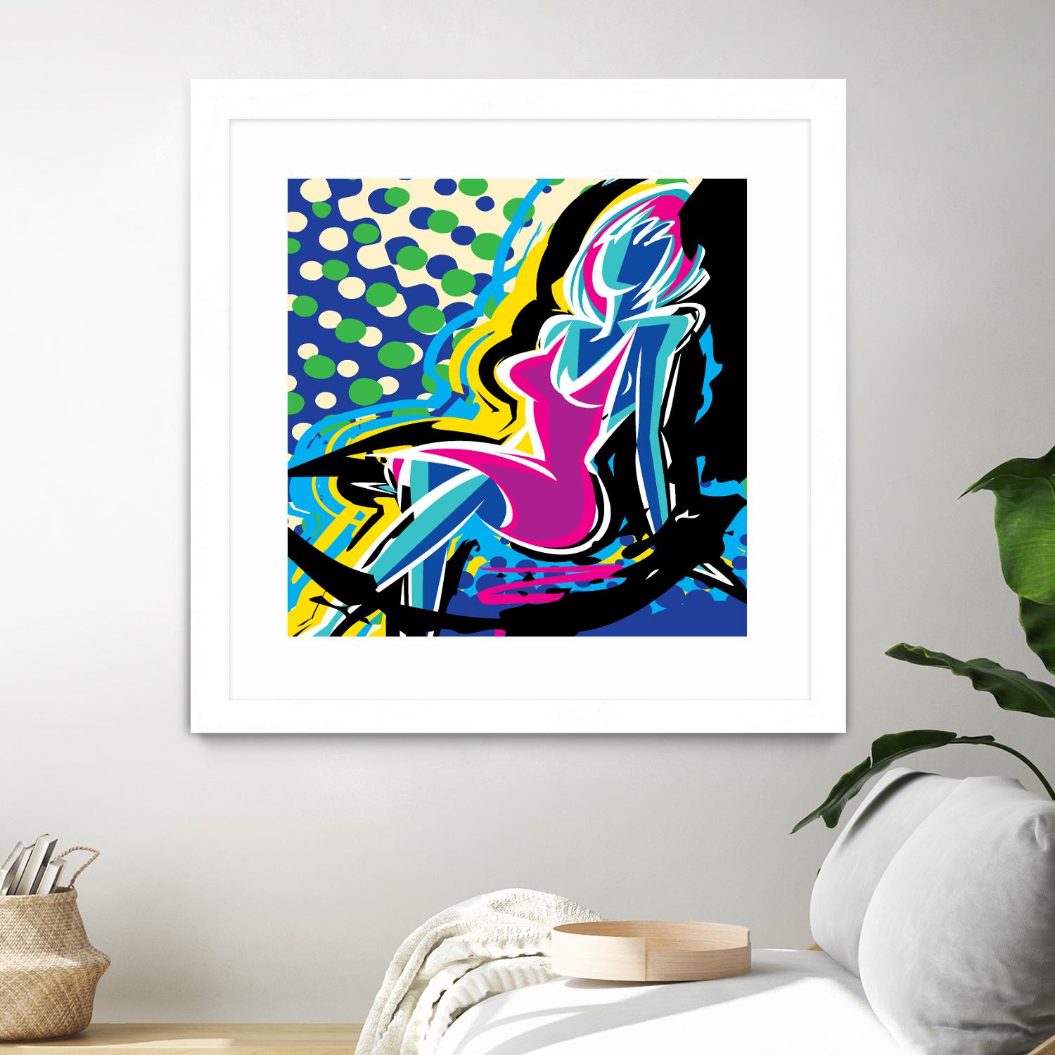 Sitting by Ray Lengelé on GIANT ART - pink animé woman