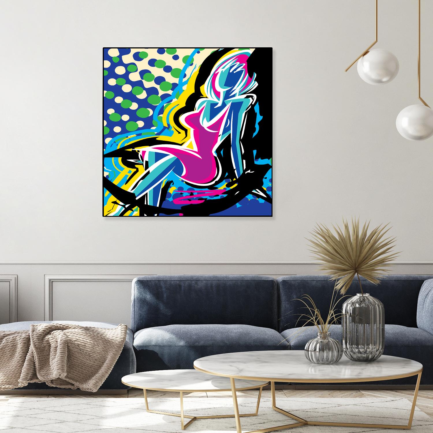 Sitting by Ray Lengelé on GIANT ART - pink animé woman