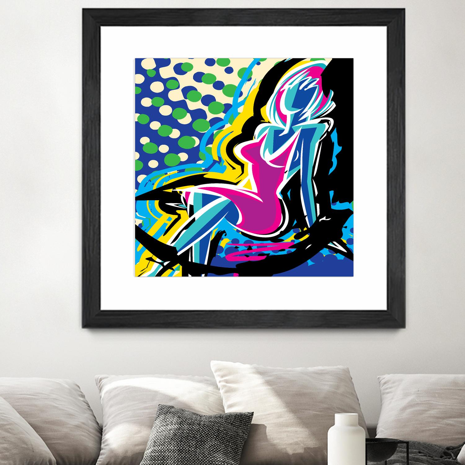 Sitting by Ray Lengelé on GIANT ART - pink animé woman