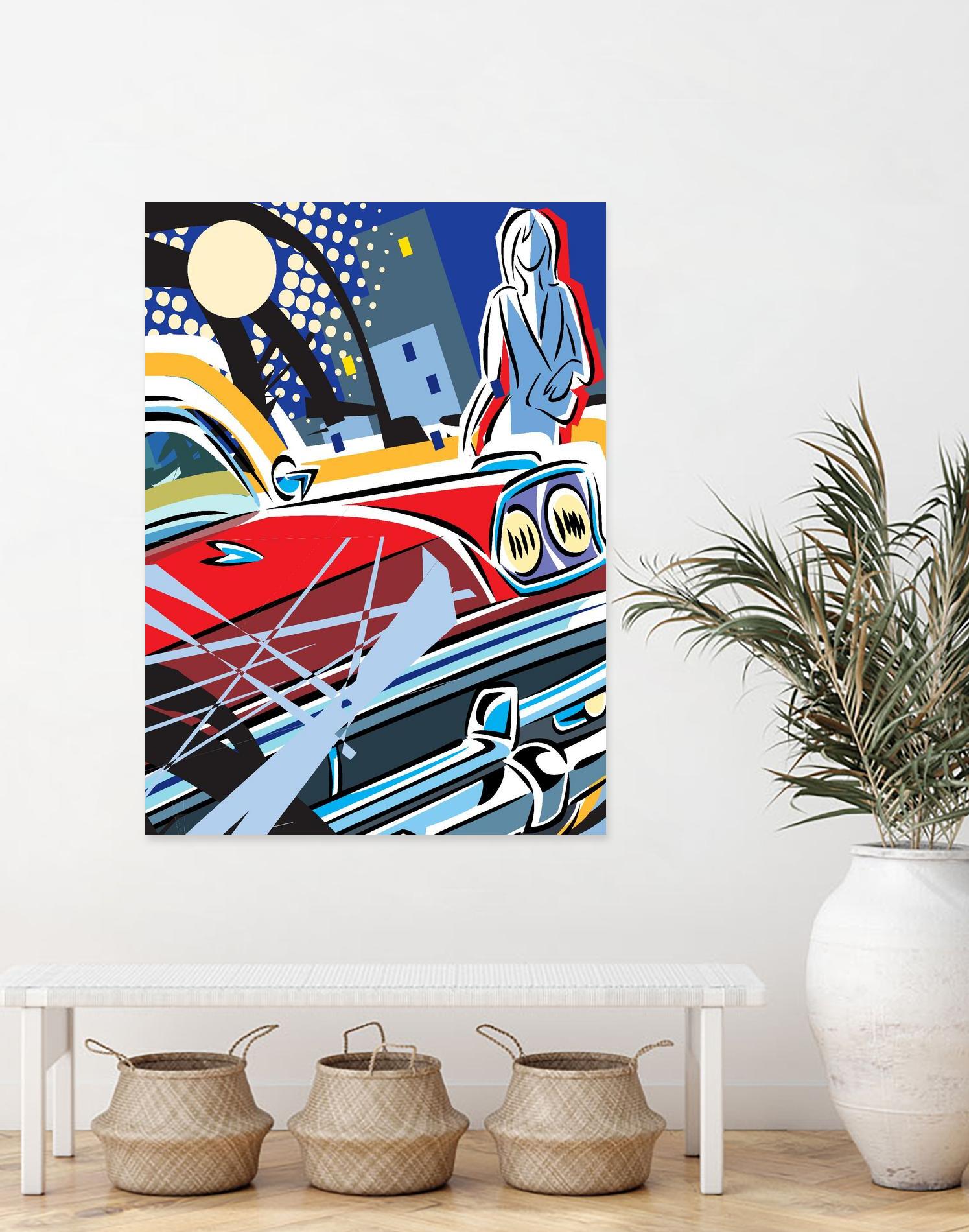 City Car by Ray Lengelé on GIANT ART - red animé automobile